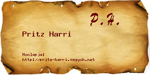 Pritz Harri névjegykártya